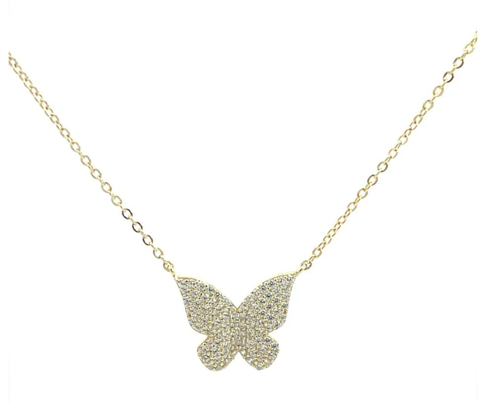 Butterfly Necklace 925 Sterling Silver Cubic Zirconia Women's Jewelry